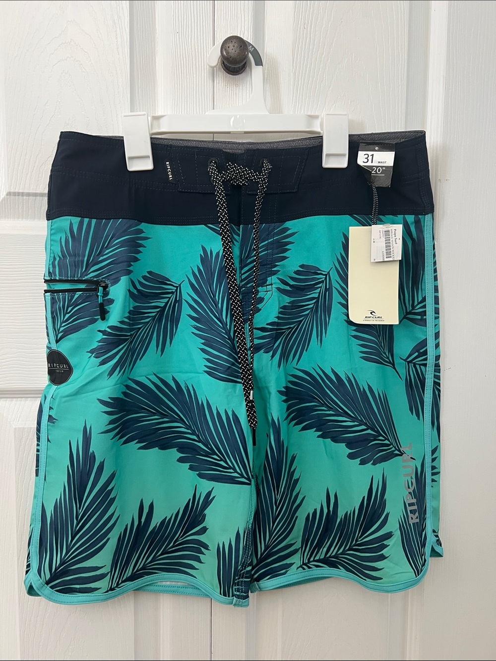 NWT Rip Curl Teal and Navy Palm-Print Board Shorts